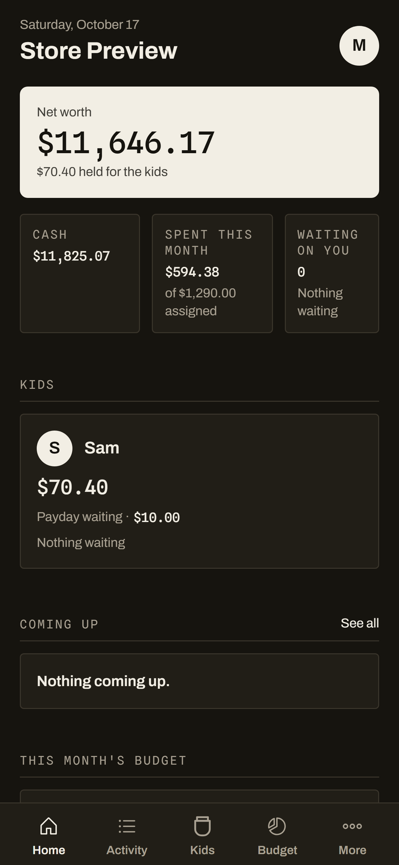 Net worth · dark mode